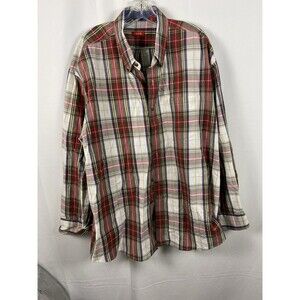 IZOD Men's XXL Multicolored Plaid Button Up Long Sleeve Shirt One Pocket Front